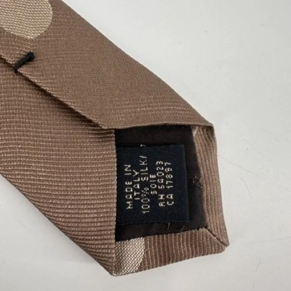 NWT Banana Republic Men's 100% Silk Polka Dot Woven Made In Italy‎ Tie Fawn Tan